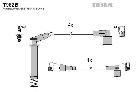 Комплект кабелiв запалювання TES TESLA T962B