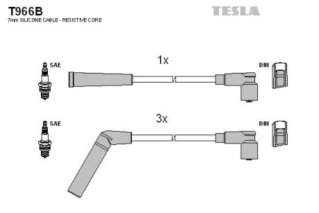 Комплект кабелiв запалювання TES TESLA T966B