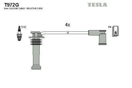 Комплект кабелiв запалювання TES TESLA T972G