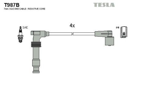 Комплект кабелiв запалювання TES TESLA T987B