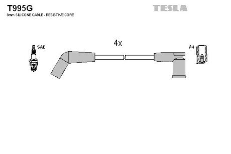 Комплект кабелiв запалювання TES TESLA T995G