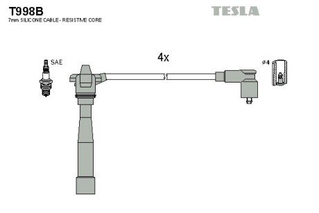 Комплект кабелiв запалювання TES TESLA T998B