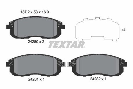 Гальмівні колодки FIAT/NISSAN/SUZUKI Cedici/Cube/SX4 "F "01>> TEXTAR 2428001 (фото 1)