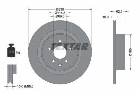 Диск гальмівний INFINITI EX/G &quot;R D=330mm &quot;07&gt;&gt; TEXTAR 92319703 (фото 1)