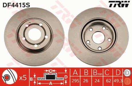 Гальмівний диск TRW DF4415S (фото 1)