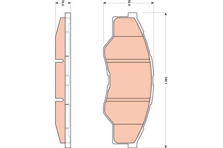 A_Гальмівні колодки дискові TOYOTA Hilux pikap 2,5 "F "07>> TRW GDB3500