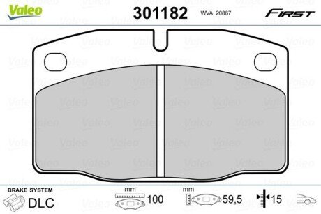 Гальмівні колодки дискові OPEL AsconaBC/CorsaA/KadettDE/MantaB/OmegaA/RekordE/VectraA "F "75-95 Valeo 301182