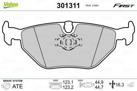 Гальмівні колодки дискові BMW 5(E39) "2,0-4,4 "R "95-04 Valeo 301311