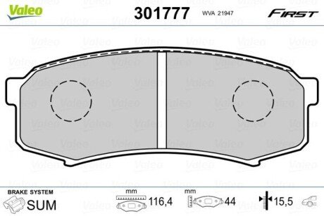 Гальмівні колодки дискові MITSUBISHI/TOYOTA Pajero/LandCruiser/Prado "2,4-4,5 "R "84>> Valeo 301777