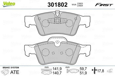 Гальмівні колодки дискові MERCEDES GL-Class/M-Class/R-Class "3,0-6,2 "R "05>> Valeo 301802