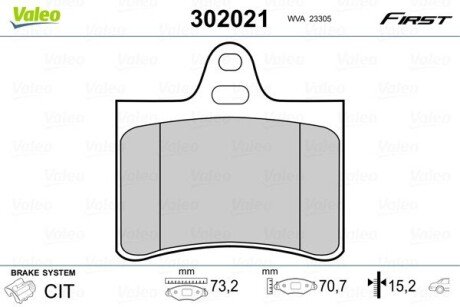 Гальмівні колодки дискові CITROEN C5 "1,6-3,0 "R "01-08 Valeo 302021