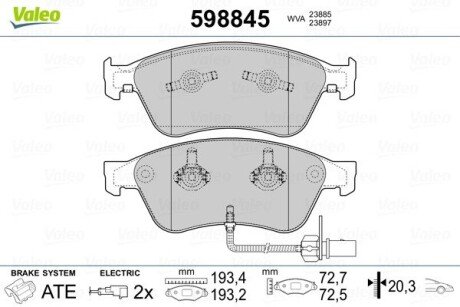 Гальмівні колодки дискові AUDI/VW A6/A8/Phaeton "2,8-6,0 "02-16 Valeo 598845