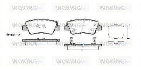 Колодки гальмівні диск. задн. (Remsa) Hyundai Grandeur 2.4 11-,Hyundai Grandeur 3.0 11- (P12623.02) WOKING P1262302 (фото 1)