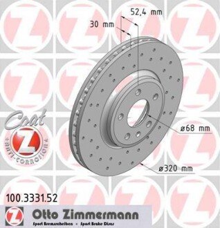 Диск гальмівний ZI ZIMMERMANN 100.3331.52