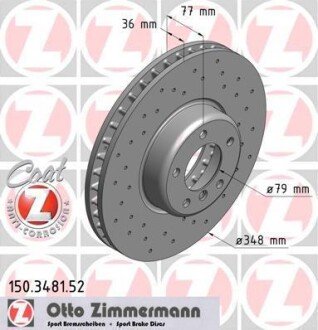 Диск гальмівний ZI ZIMMERMANN 150.3481.52