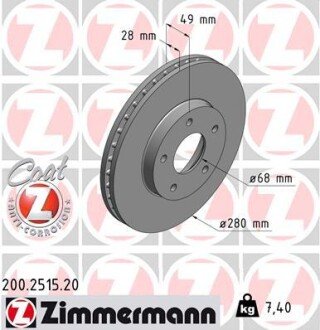 Диск гальмівний ZIMMERMANN 200.2515.20