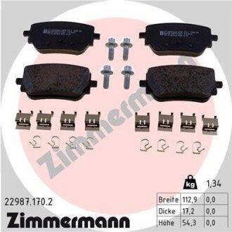 Колодки гальмівні дискові (комплект 4 шт) ZIMMERMANN 22987.170.2