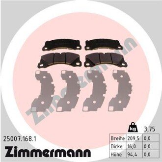 Комплект гальмівних колодок ZIMMERMANN 25007.168.1