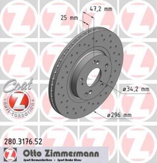 Диск гальмівний ZI ZIMMERMANN 280.3176.52