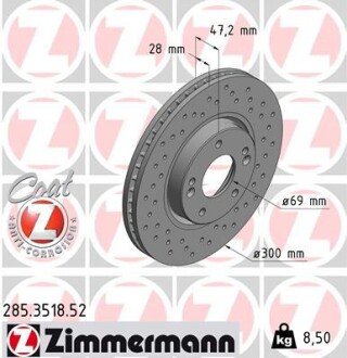 Диск гальмівний ZIMMERMANN 285.3518.52