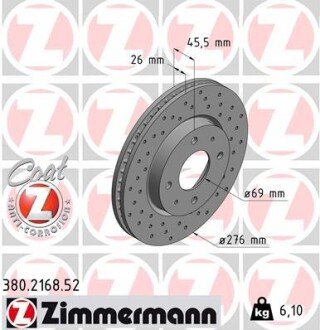 Диск гальмівний ZIMMERMANN 380.2168.52