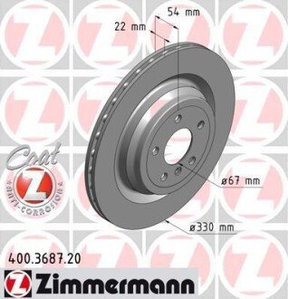 Диск гальмівний ZI ZIMMERMANN 400.3687.20